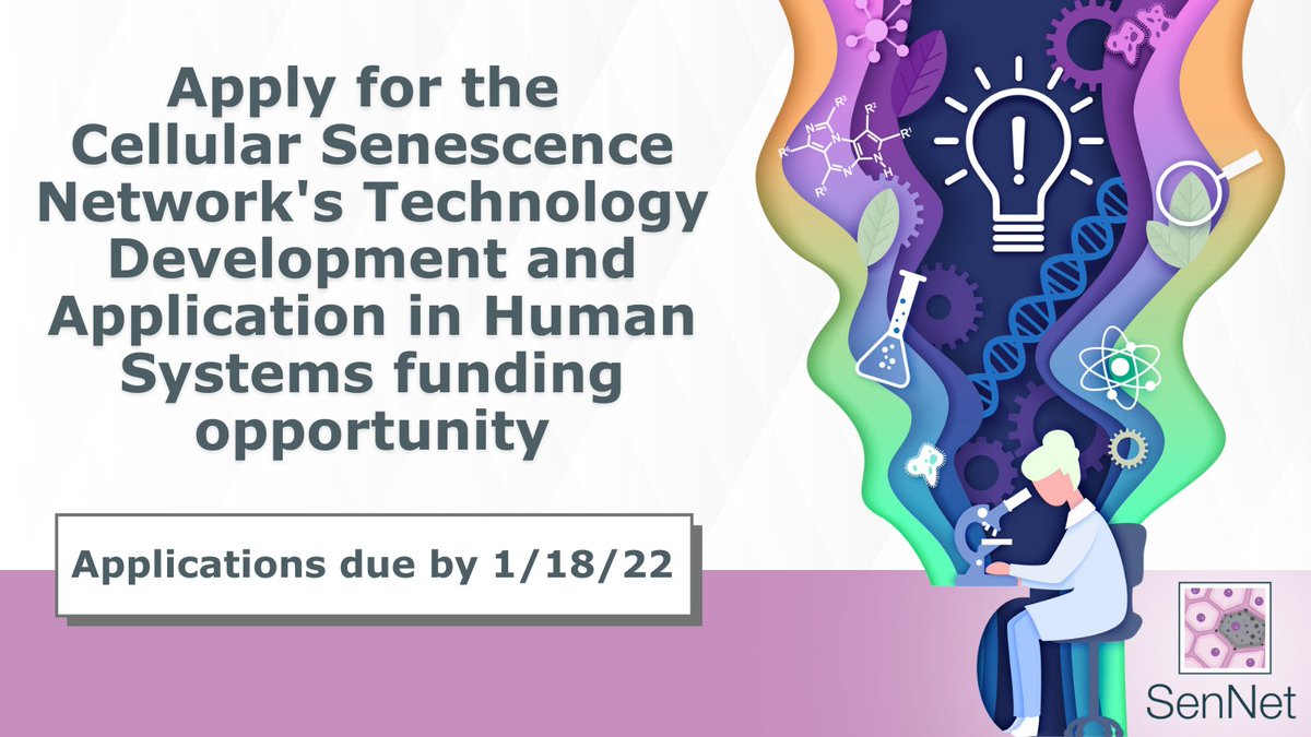 NIH_CommonFund's tweet photo. Our Cellular Senescence Network (#SenNet) has a new #FundingOpp! Does creating projects about the use of novel or untested technologies to identify #senescence & perform #TissueMapping in human tissues at high-resolution excite you? Check out the details: https://t.co/oEFOYC2Agz. https://t.co/uWWXBXaPfH