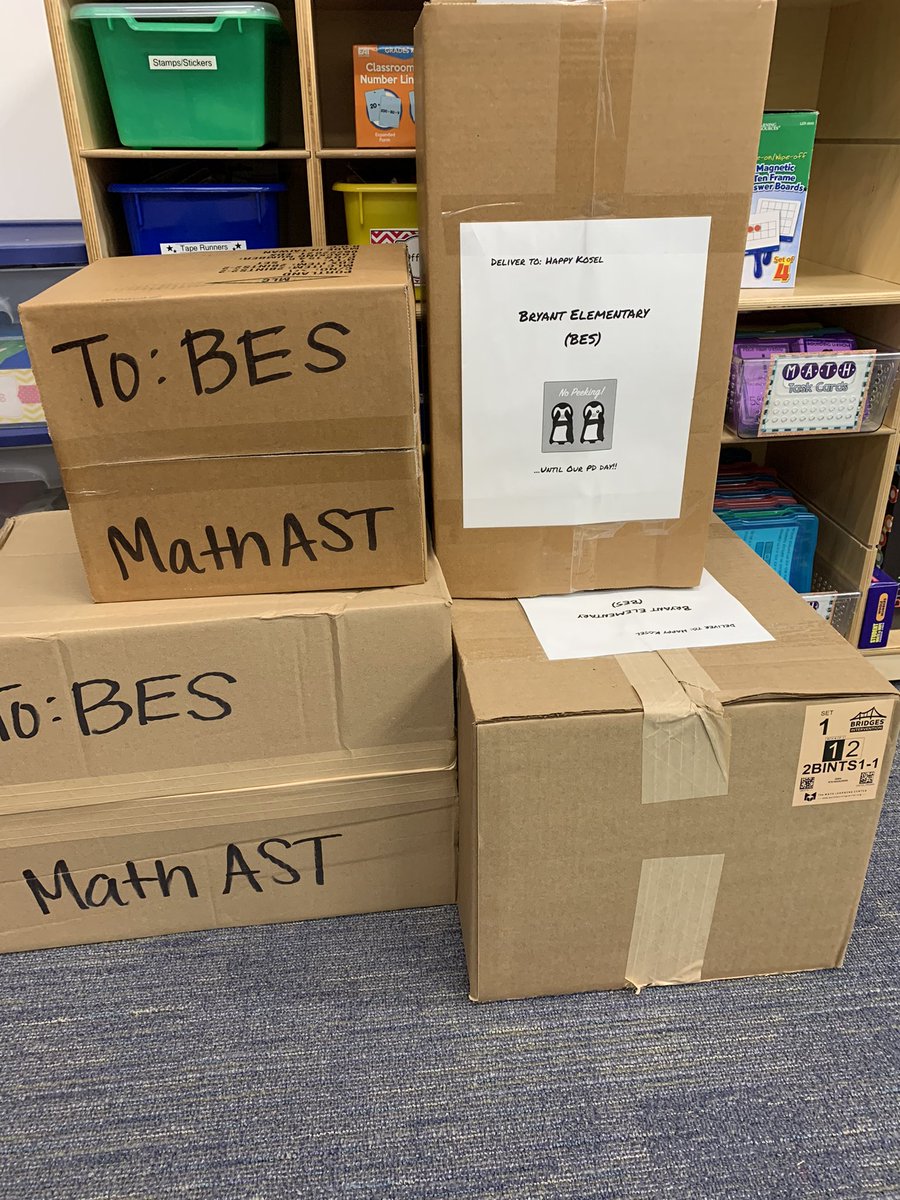 happykosel's tweet photo. Can’t wait for our PD day with @MLCmath and @sarah_hamlett to dig into our new Bridges Intervention kits!! #BridgesIntervention #iteachmath @BryantElem https://t.co/6Gbl9KBmW9