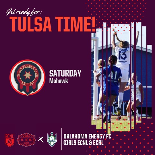 It's another @EcnlTexas GAME WEEK!

This time we head east on i44 to face our in state rivals 
<a href="/TulsaSC/">Tulsa Soccer Club</a> on Saturday at Mohawk! 👊💪

<a href="/Oklahoma_FC/">Oklahoma Energy FC</a> <a href="/ECNLgirls/">ECNL Girls</a> #OEFCGirlsECNL #OEFCGirlsECRL #OEFCPROUD