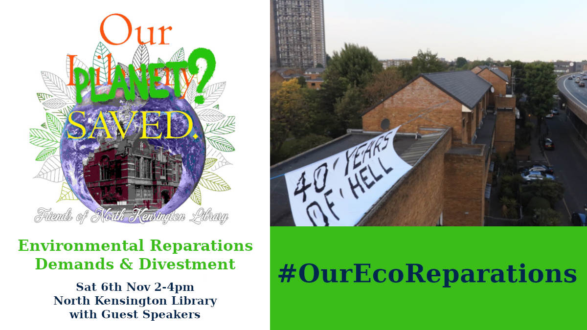 FNKLibrary's tweet photo. #OurLibrarySaved Sat 6th Nov 2-4pm at the Library and on Zoom. Guest speakers Dr Keson Perry, Mama D. Ujuaje and Marcus Garvey #Cop26 #climatechange #pollution #equality #Divest #fossilfree https://t.co/yomTTZ1ns5 https://t.co/qNjYy8QNB9