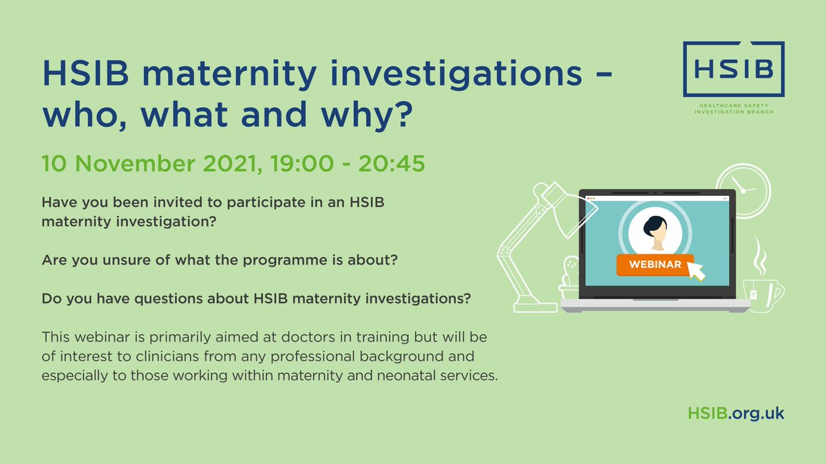 theHSSIB's tweet photo. ⏰Just under a week to go to our maternity webinar. Discover the latest developments in NHS maternity investigations, put questions to our expert panel &amp; find out how our new investigation education programme could benefit your trust. Register here >> https://t.co/mof0xVaegD https://t.co/XYk2E1l7R0
