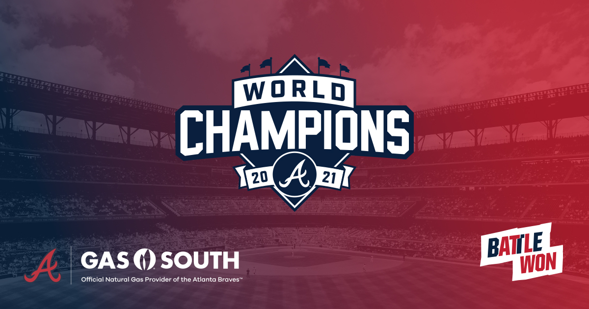 GasSouth's tweet photo. We’re proud to be the official natural gas provider of the 2021 Atlanta Braves World Champions! #BattleWon #FortheA https://t.co/yU11UQUFHL