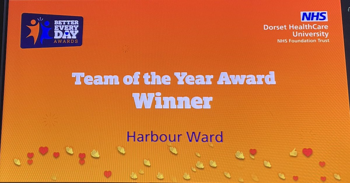 HarbourWard1's tweet photo. We are SO happy and proud to announce that we have just Won ‘Team Of the Year!!’ Thank you @DorsetHealth for this award. We are so thankful and happy that all of our hard work has been achieved! Fantastic work well done to everyone on Harbour 🎉 https://t.co/uSOuvoq0LQ