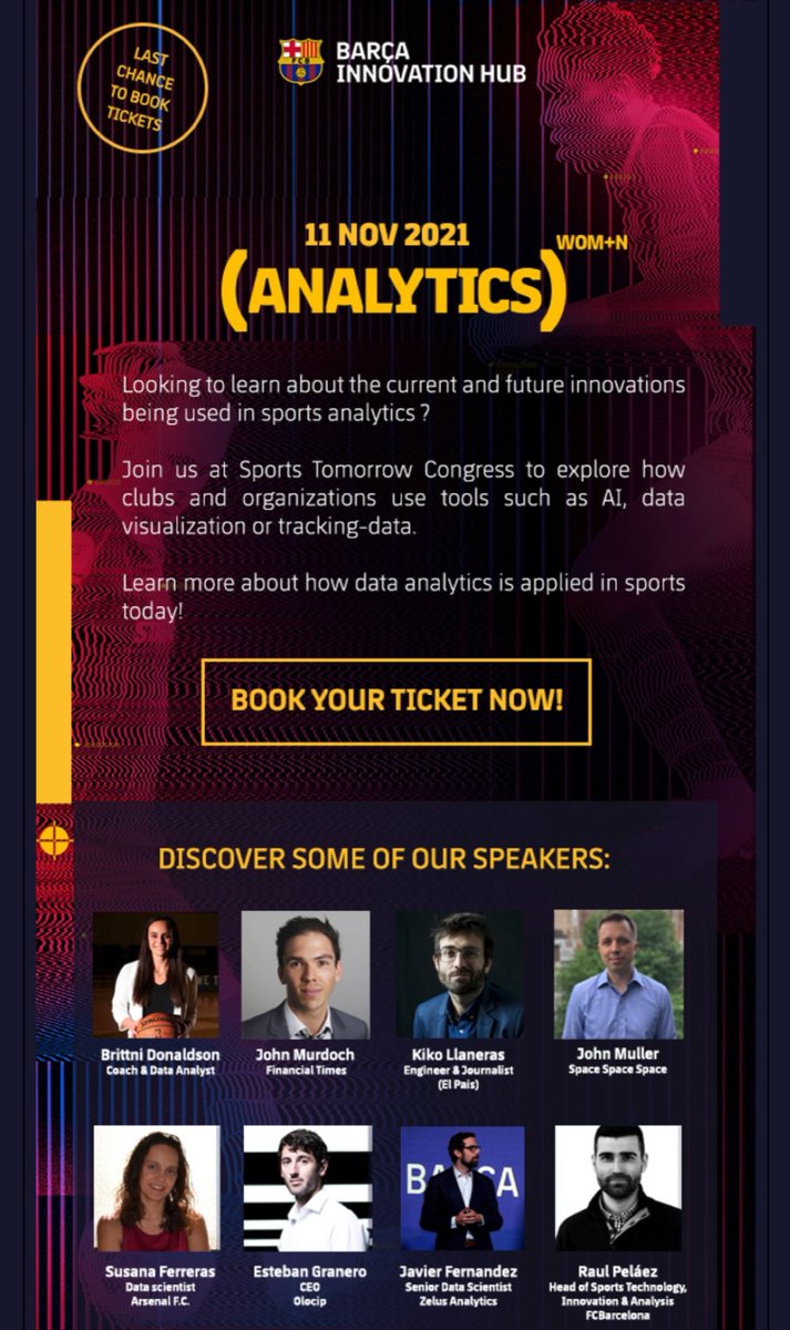 Looking forward to speaking at <a href="/BarcaInnoHub/">Barça Innovation Hub</a>’s Sports Tomorrow Congress in a week. <a href="/FCBarcelona/">FC Barcelona</a>