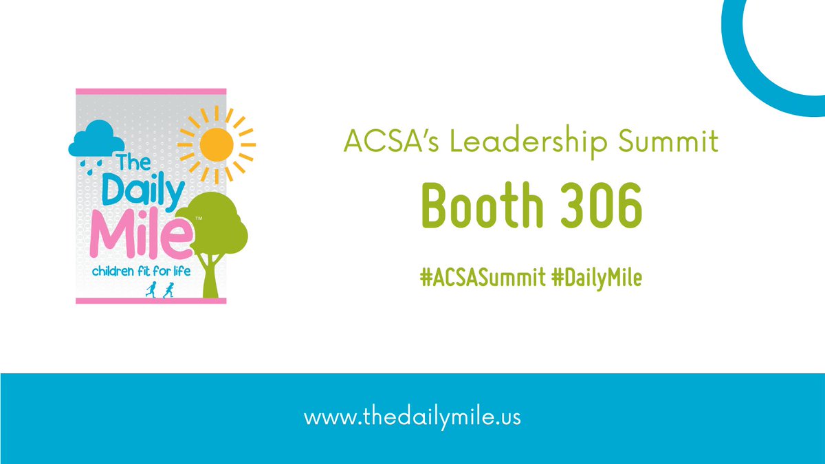 thedailymileUSA's tweet photo. We are so excited to host Booth 306 at the #ASCASummit! 🎉 Please come by and meet us! 🤝Learn about how The #DailyMile will 
✅ Increase Fitness
✅ Boost Mental Health
✅ Improve Concentration
✅ Build Better relationships
ALL for FREE!
https://t.co/OnKeHkrY5e
@ACSA_info https://t.co/xbkDBd62Nr