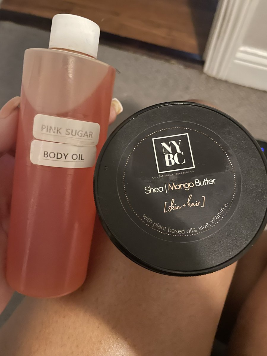FUCKOFFred's tweet photo. Fave combo to nourish my skin after the showerrrr @nybodyco body butter (Kiss Me)  and the oil is from that African store on Bay St. https://t.co/o7huFcWkKz