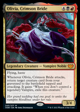CrypticComms's tweet photo. @GavinVerhey missed opportunity with Olivia, Crimson Bride and Edgar, Charmed Groom? Should have put partner with each other on them. #MTG #mtgvow https://t.co/q3JDTRPtga