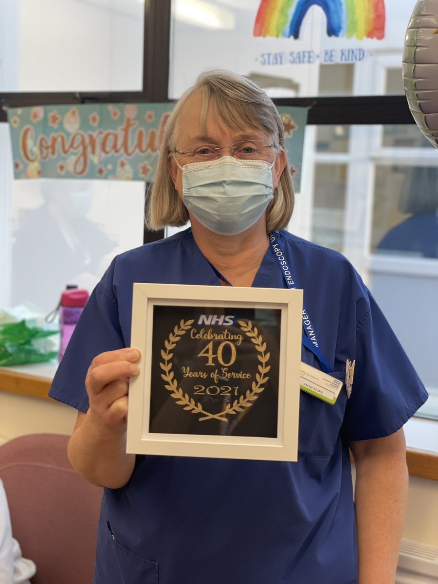 LancsEndoRPH's tweet photo. A #fantastic surprise for our #lovely #manager Jackie (ADA) #40years #nursing service for the #nhs⭐️⭐️👩🏻‍⚕️Well done Jackie 🤩🤩🌈on your career! You are  amazing ✨💫⭐️thankyou for all your hard work from all your #endoteam @LancsEndoRPH @LancsHospitals 💙✨✨ https://t.co/TCNGAYcQYW