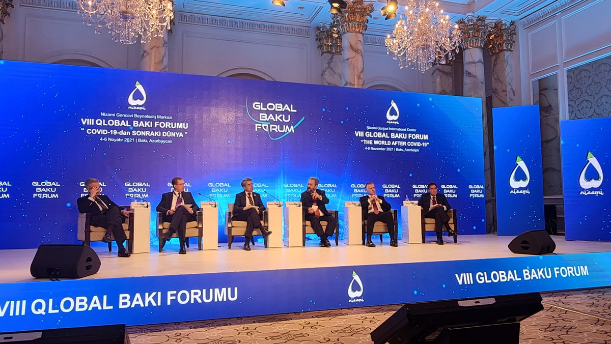 HikmetHajiyev's tweet photo. @NizamiGanjaviIC #VIIIGlobalBakuForum hosting panel discussion on economic agenda after COVID-19 World. https://t.co/2S1RQQVFpZ