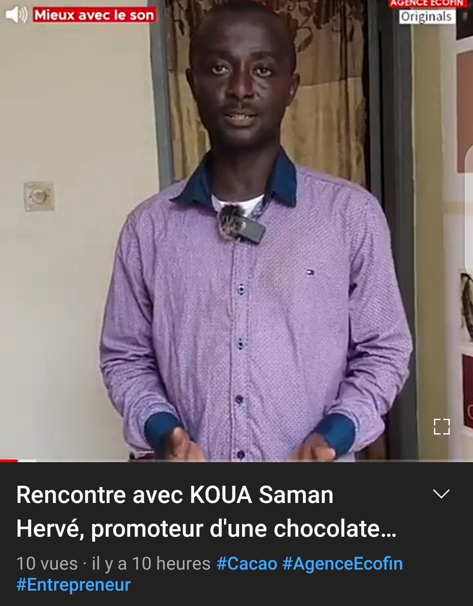 Badciss's tweet photo. Après son doctorat en microbiologie des aliments, il crée son unité de
transformation de cacao à Abidjan 🇨🇮. 
KOUA Saman Hervé, promoteur de SANYV
#Cacao #AgenceEcofin #Entrepreneur
https://t.co/GUgpBlCyu9 https://t.co/Xb9S1Ft5md