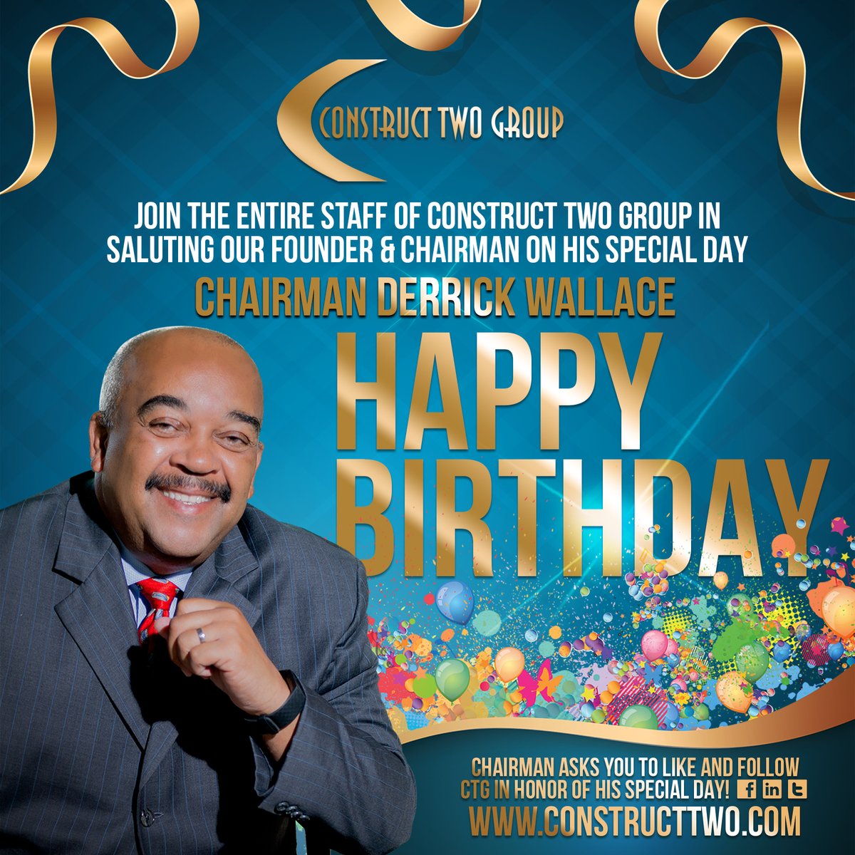 two_managers's tweet image. Join the entire staff of Construct Two Group in saluting our Founder &amp;amp; Chairman Derrick Wallace on his special day. Happy Birthday Chairman Wallace!