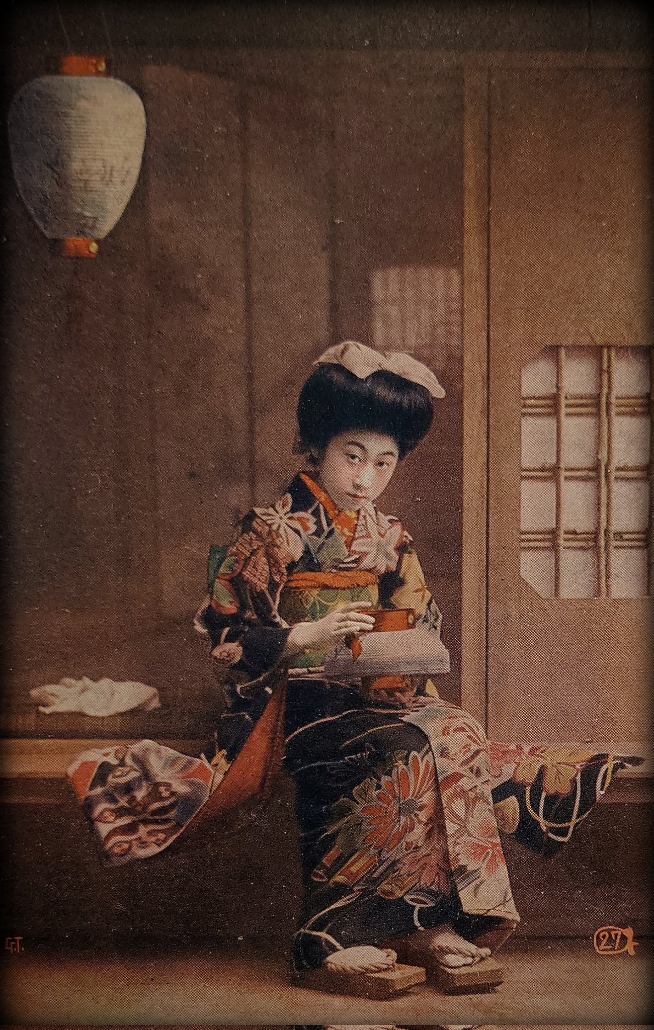 Yahoo!オークション - m 戦前絵葉書 美人画 日本髪 着物