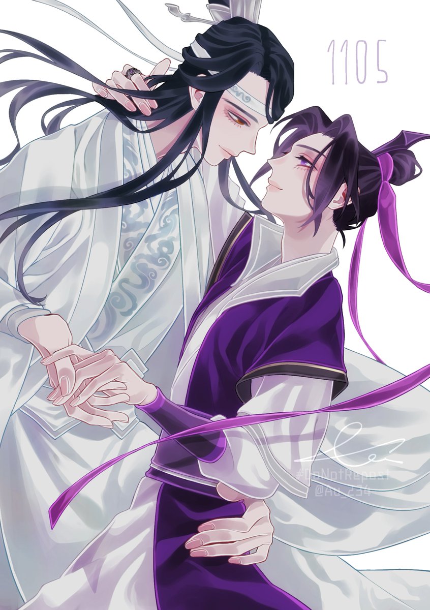 black hair long hair hair bun chinese clothes purple eyes 1boy white background  illustration images