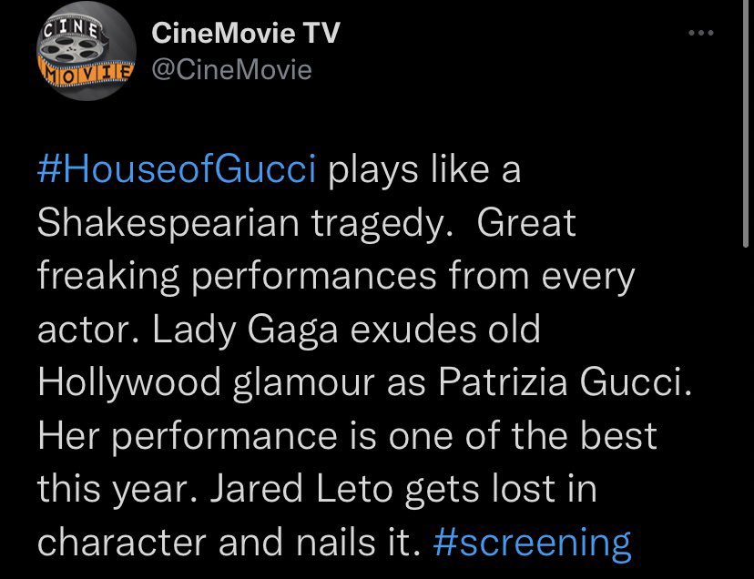 joey_monda's tweet photo. First House of Gucci reviews really giving me that buzz. Lift the embargo! Let me see that fresh tomato 🍅 https://t.co/OTTpy5N7CQ