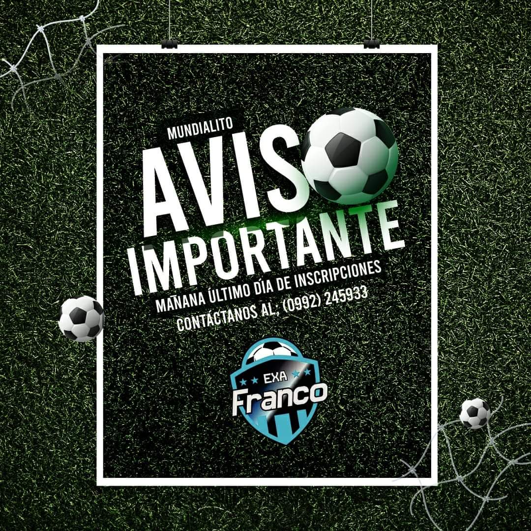 Estamos a pasos de que culmine el tiempo de inscripción!🙌😱 No dejes a tu equipo fuera!

docs.google.com/forms/d/e/1FAI…

Contáctanos 📲 0992245933