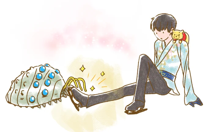 こういう時、自分に治癒能力が備わってたら治して差し上げるのにな～って思いますね(なぜ王蟲描いたのか自分でも分からない)
#羽生結弦選手の怪我が治りますように 
#YuzuruHanyu 