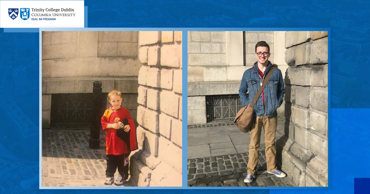 tcdglobal's tweet photo. “Every morning I pass the location of a photo taken of me on a tour of Trinity when I was five” -Liam from the #DualBA on enjoying this course split between @tcddublin and @Columbia. More at: https://t.co/71cJwbB7Sb
#ColumbiaDualBA #TrinityColumbia #ThinkTrinity #GSAroundTheWorld https://t.co/TrKOJqZg5I