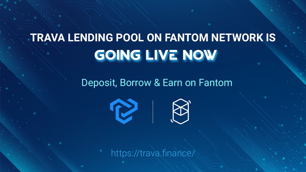 🌐We are proud to announce that we officially open our Lending Pool on <a href="/FantomFDN/">Fantom Opera</a> and run W2.1 Liquidity Mining Program
🔥$Trava lending pool supports six assets, covering: $FTM, $DAI, $USDC, $USDT, $ETH, and $BTC
👉Lending Pool: app.trava.finance/pools
👉medium.com/trava-finance/…