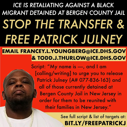 ConMijente's tweet photo. We all have the power to better our world.
Patrick Julney is an activist & truth-teller, who risked it all to expose abuses occurring in Bergen County Jail. Now he’s being retaliated against & scheduled for an expedited removal.
🚨@ICEgov must end the harm & #FreePatrickJ now🚨 https://t.co/9iCMkZLgzb