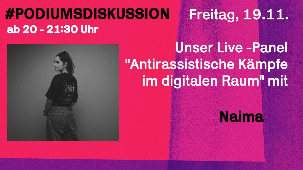 ymigrants's tweet photo. Naima ist Kritikerin &amp; Journalistin mit feministischem, antirassistischem &amp; antikapitalistischem Anspruch. Sie hat am Schnittpunkt von sozialen Bewegungen, intersektionaler Analyse &amp; Kulturproduktion geforscht - zu Hip Hop &amp; Schwarzer feministischer Literatur. https://t.co/P7IdPe05lM