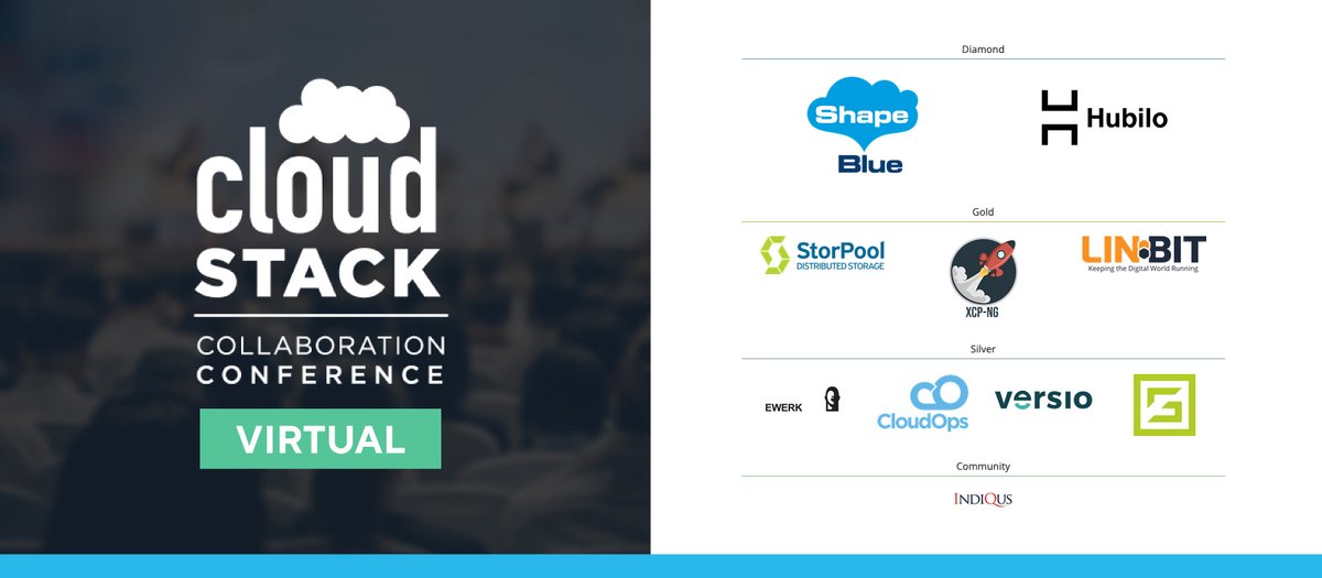 CloudStack's tweet image. At #CCC2021 we want to thank our event partners for their support and commitment to the community! @shapeblue @Hubiloconnect @storpool @xcpng @linbit @EWERK_Group @CloudOps_ @versio @scalegridio @IndiQus 
Final call to register: events.hubilo.com/cloudstack-col…