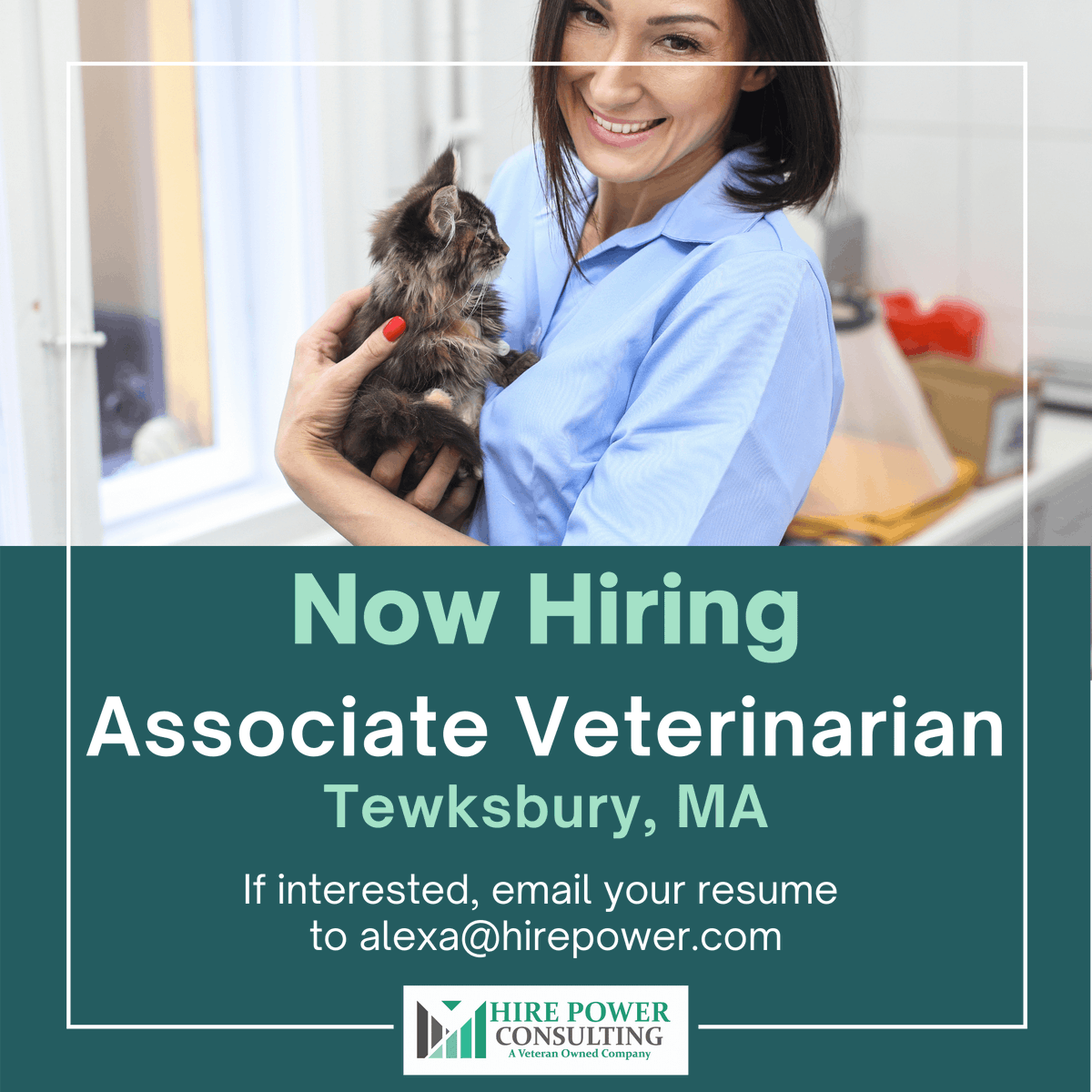 TeamHirePower's tweet photo. Hire Power Consulting has a great opportunity for a small animal #veterinarian in Tewksbury, MA. 

Visit https://t.co/6mgauvXgTn to apply.

#hirepower #hirepowerjobs #veterinarymedicine #vetjobs https://t.co/pPD4YS90zV