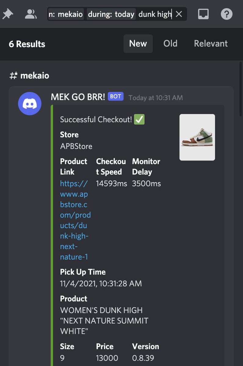 thesaucelab's tweet photo. Patta Air Max/Dunk High Next Nature (11/4) 

5 Patta Air Max
6 Dunk High "Next Nature"

Proxies: 
@WhopProxies @ProxyHeavenio @SuccessHvn 

Bot: 
@MEKRobotics

Gmails: 
@SkyGmails @EasyClickGmails

Tools: 
@joinslashh @plus1posse https://t.co/16Z3PHtzgM