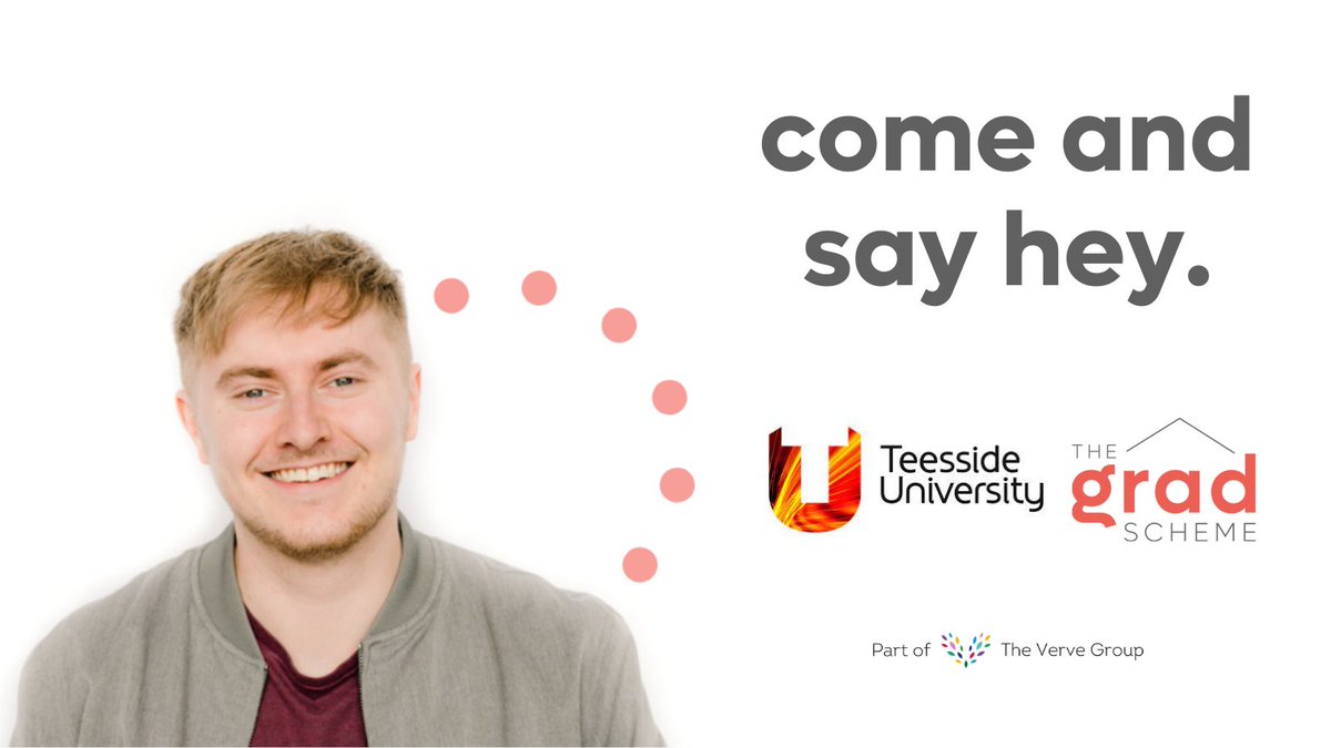 The_Grad_Scheme's tweet photo. We're taking part in @TeessideUni virtual #careersfair today! Come and say hello between 11am and 12pm where we're talking about all things #webdevelopment in #financialservices 🙌

#StudentFutures #WeAreVerve #Careers https://t.co/2OGYj1vCql