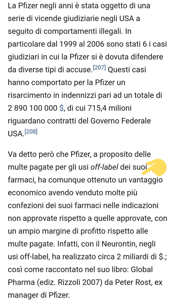 GaIadhrim's tweet photo. Adesso voi andate nella sezione "vicende giudiziarie" di Pfizer su Wikipedia, che è corredata da numerosissime fonti, la leggete tutta perbenino, e mi dite come fate a cadere dal pero o a fidarvi ancora della ""scienza""
https://t.co/9n4NdY8CYk
#Pfizergate https://t.co/UG1lXIDYsH
