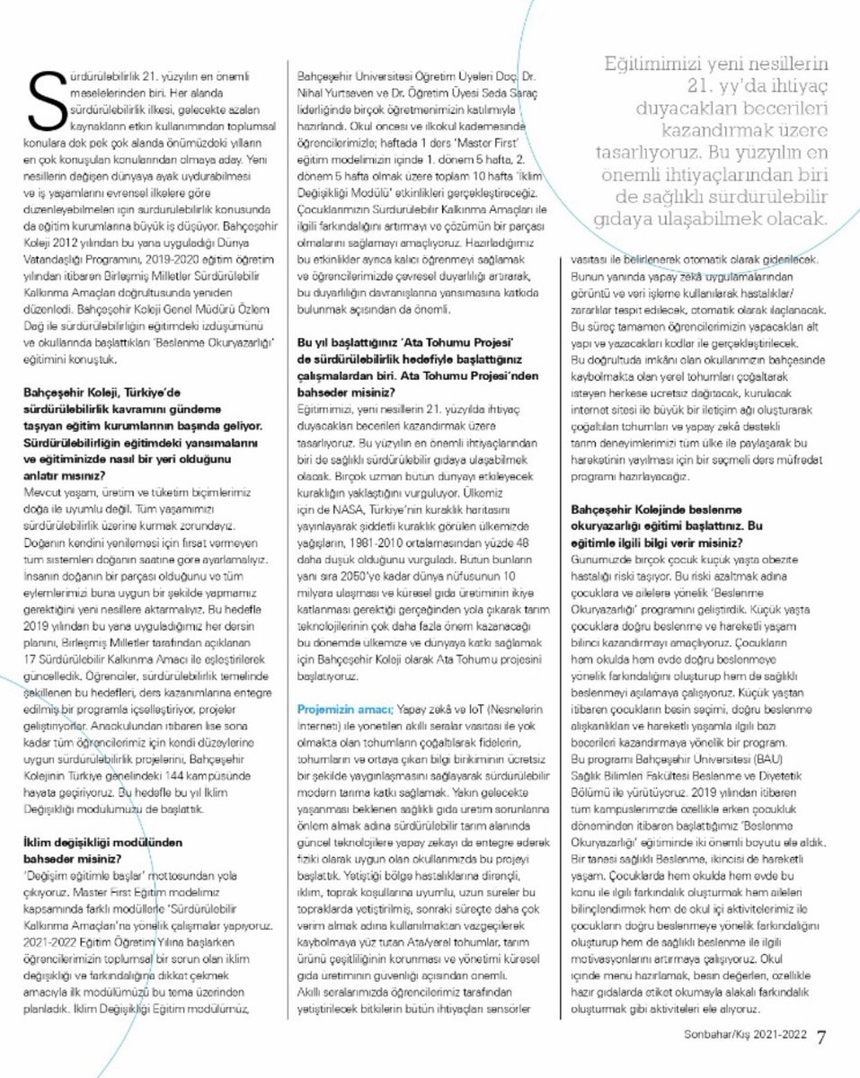 Genel Müdürümüz Sn. Özlem Dağ; “Gelecek nesiller sürdürülebilirliğin önemini bilerek yetişiyor.Bu yüzyılın en önemli ihtiyaçlarından biri de sağlıklı sürdürülebilir gıdaya ulaşabilmek olacaktır.”
#bahçeşehirkoleji #bahçeşehirservicegroup