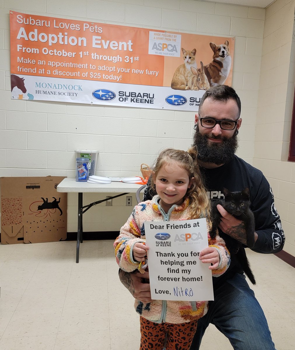 Nitro the kitten found his new family during the Subaru Loves Pets event! Thank you, Subaru and ASPCA, for helping him find his forever family. 106 pets went home during the event, which took place during the month of October! Thank you to everyone for making this possible!