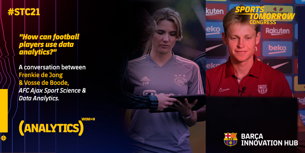 Learn football analytics with <a href="/DeJongFrenkie21/">Frenkie de Jong</a> <a href="/FCBarcelona/">FC Barcelona</a> Midfielder in the talk: "How can football players use data analytics?" ⚽📈 A conversation with <a href="/vdeboode/">Vosse de Boode</a> <a href="/AFCAjax/">AFC Ajax</a> Sport Science &amp; Data Analytics. 🗓️ 11/11/21. Camp Nou stadium &amp; online. #STC21 ➡️ barca.link/Pjkc50GEoQf