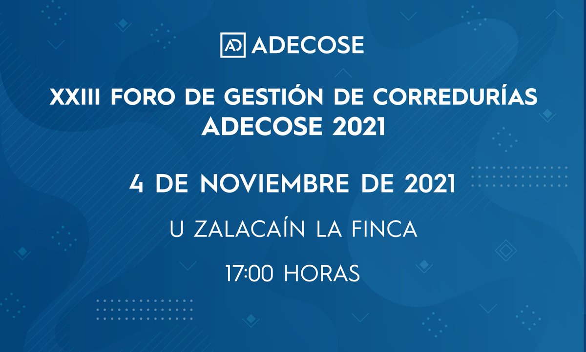 ¡Hoy tendrá lugar nuestro XXIII #Foro de Gestión de Corredurías ADECOSE 2021!  ➡️Después de más de un año, volveremos a reunirnos con dos mesas redondas de actualidad sobre #sostenibilidad y #renovaciones. 

¡Muchas gracias a todos los que nos acompañaréis en esta jornada!