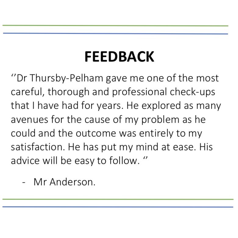 Positive feedback received from a patient after seeing one of our GP’s.