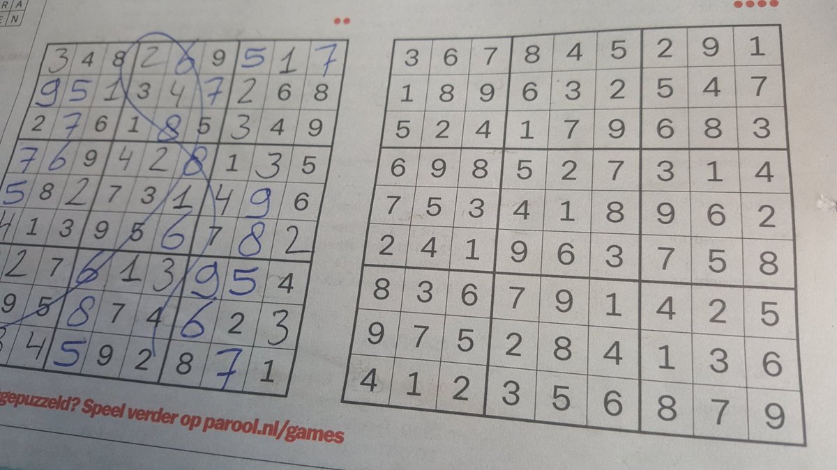 Dat is een uitdaging, <a href="/parool/">Het Parool</a>! Vooral de 4 stippen sudoku...