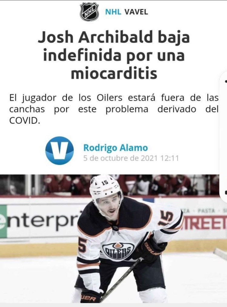 Tibucanalla's tweet photo. @Solchi1986 Hay más , ayer dos jugadores de hockey sobre hielo de 24 años Muertos y un tercero con miocardios https://t.co/BGWRO2FODm