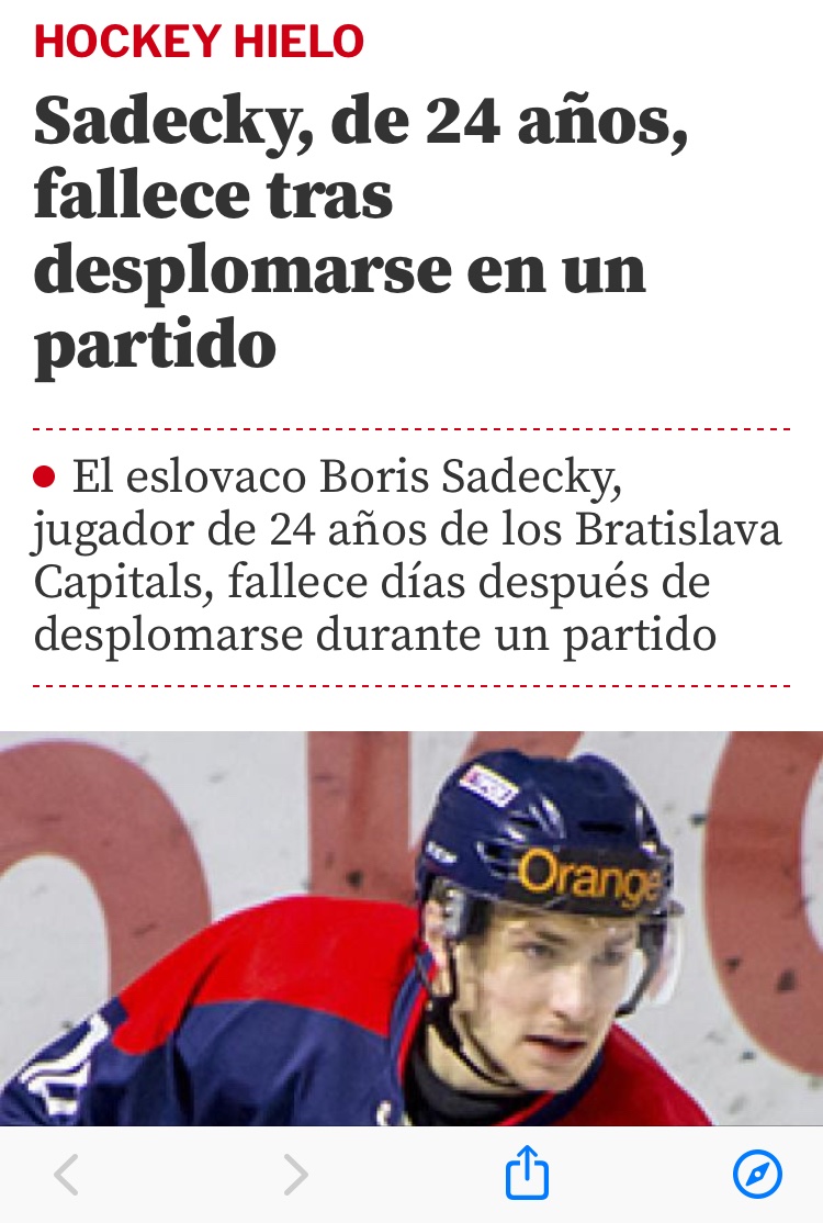Tibucanalla's tweet photo. @Solchi1986 Hay más , ayer dos jugadores de hockey sobre hielo de 24 años Muertos y un tercero con miocardios https://t.co/BGWRO2FODm