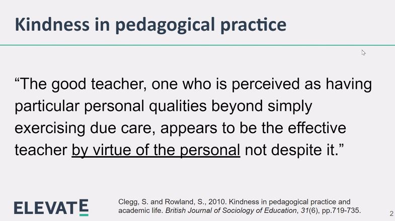 OU_LD_Team's tweet photo. Loved this quote on kindness in pedagogy RT @hintondm: So much food for thought already #academicpractice21. Some snip-its from Leeds, Cardiff Met, Nottingham and Sheffield so far.
#Happiness #ModelPractice #Asynchronous #Synchronous #PGCHE #PGc #Pandemic https://t.co/VT5E5OTAG3