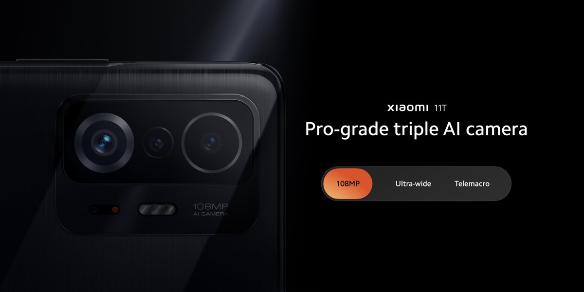 Kamera utama dengan kualitas 108MP Xiaomi 11T bukan hanya angka, melainkan keajaiban sesungguhnya! 

Dengan fitur kamera 120° Ultra-Wide, Telemakro, hingga beragam fitur video sinematik, pengalaman fotografi dan sinematorafi menjadi jaminan yang akan kamu dapatkan! #Workyourmagic