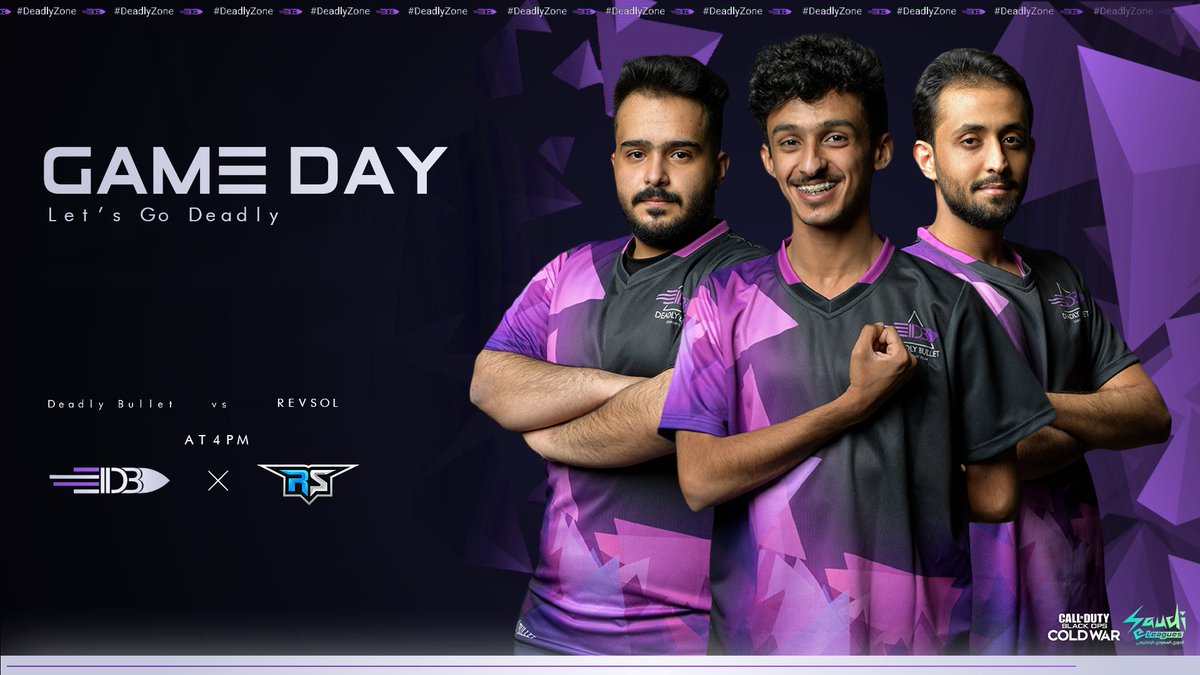 - 🔸 | @SaudieLeagues  Match Day

- ⚔️ | @RevSolCoD

- 🕓 | 4PM 

Let’s go Deadly !! #DeadlyZone