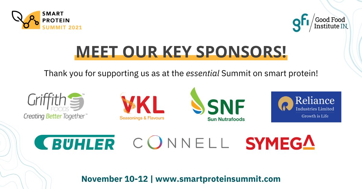 GoodFoodIndia's tweet photo. 📈 India's smart protein story is just beginning to unfold and pick up steam. Our #SmartProteinSummit Key Sponsors are critical to the sector's growth and acceleration - we're delighted to have them on board!
Register @ https://t.co/E8QlSzz3uV (1/2) https://t.co/TYJGBwopx8
