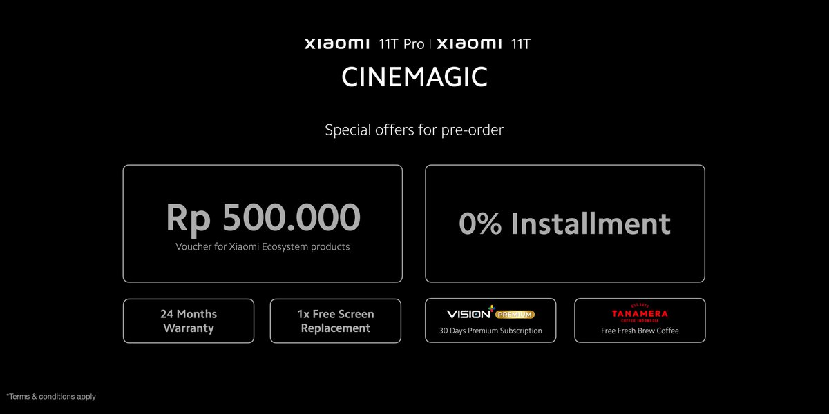 XiaomiIndonesia's tweet photo. Xiaomi 11T dengan harga Rp5,999,000 [8+256GB]

Pre-order berlangsung mulai 4-10 November 2021 di https://t.co/klON6nZLK0, Xiaomi Store, dan juga Shopee. Akan ada beragam penawaran spesial pada periode pre-order kami, lho!

So, tunggu apalagi? Let's #WorkYourMagic with Xiaomi 11T! https://t.co/e5ICE8zpLm