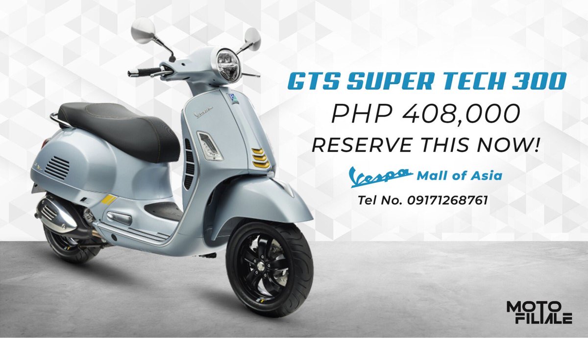 vespamoa's tweet photo. Reserve your GTS Super Tech 300 today!! 
#Vespa #VespaGTS #VespaSuperTech #VespaMOA https://t.co/GwsnuMAWqQ