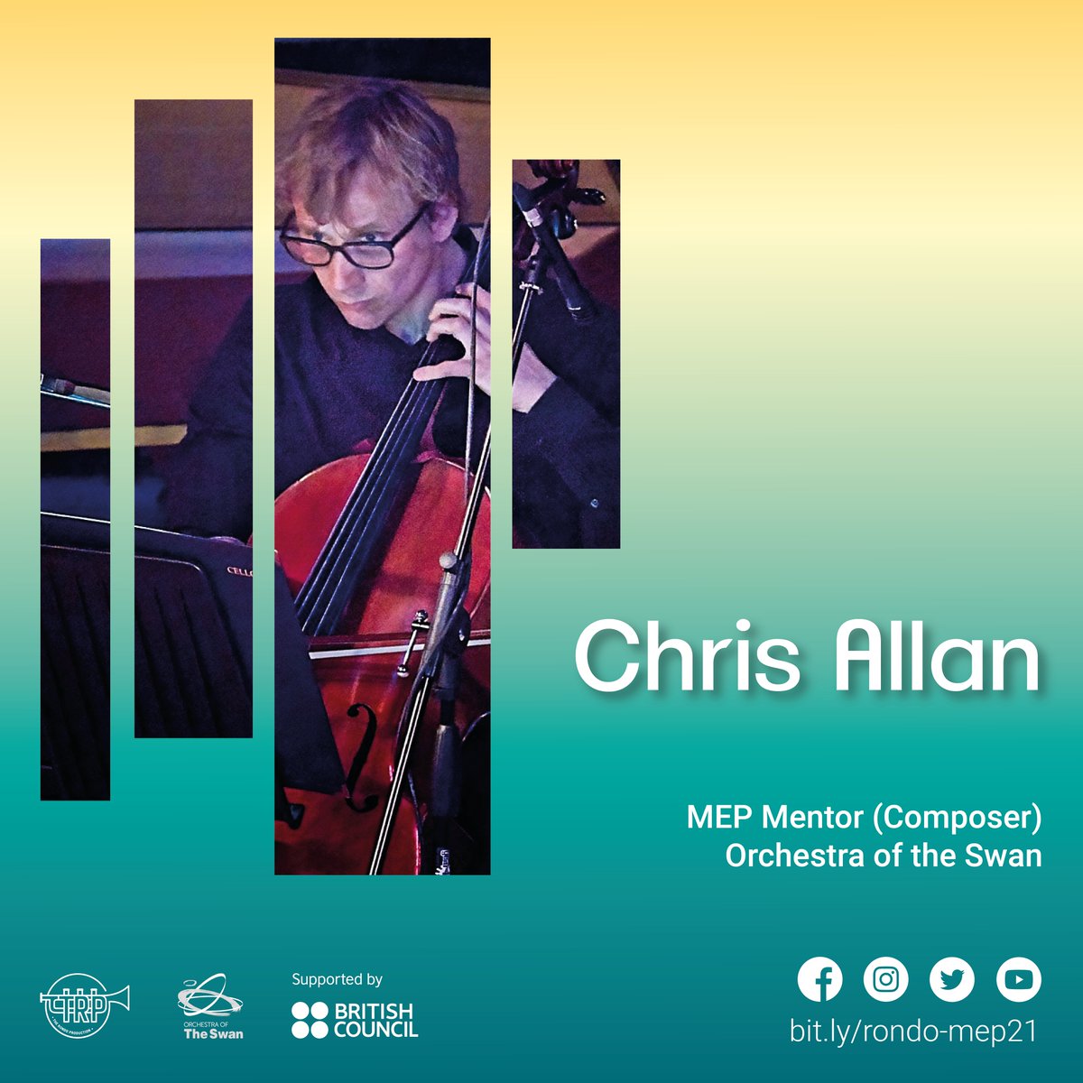 Meet our MEP mentor (composers): Chris Allan

❶ Cellist of Orchestra of the Swan
❸ Lead music/improvisation/theatre projects at the “Music House” held at the Menuhin School

#TheRondoProd  #BritishCouncilCTC #CultureConnectsUs