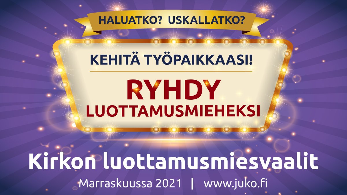 JUKOry's tweet photo. Ev. lut. kirkon 168 jukolaista pääluottamus- ja luottamusmiestä, kilauttakaa kavereille. Nyt on saumaa kasvattaa joukkoa ja vahvistaa verkostoa! @marialofg @AnneMikkola @arjalusa @jussijunni @akiliitot

#kirkko #luottamusmies #vaalit #haluatko #uskallatko #kehittäminen https://t.co/KUzDeqCBNZ