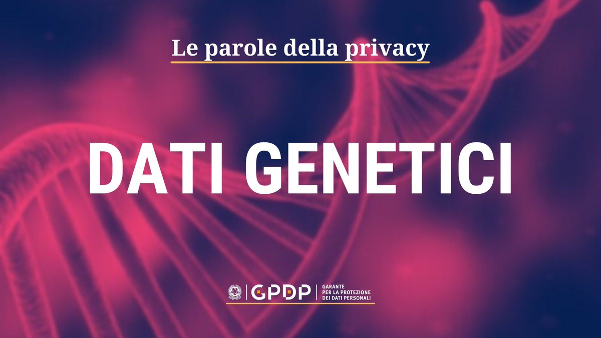 Sono "dati genetici" quei dati personali relativi a caratteristiche genetiche ereditarie o acquisite di una persona, che forniscono informazioni univoche su fisiologia o salute ➡️ bit.ly/3CH0fXH #GarantePrivacy #GDPR #ituoidati
