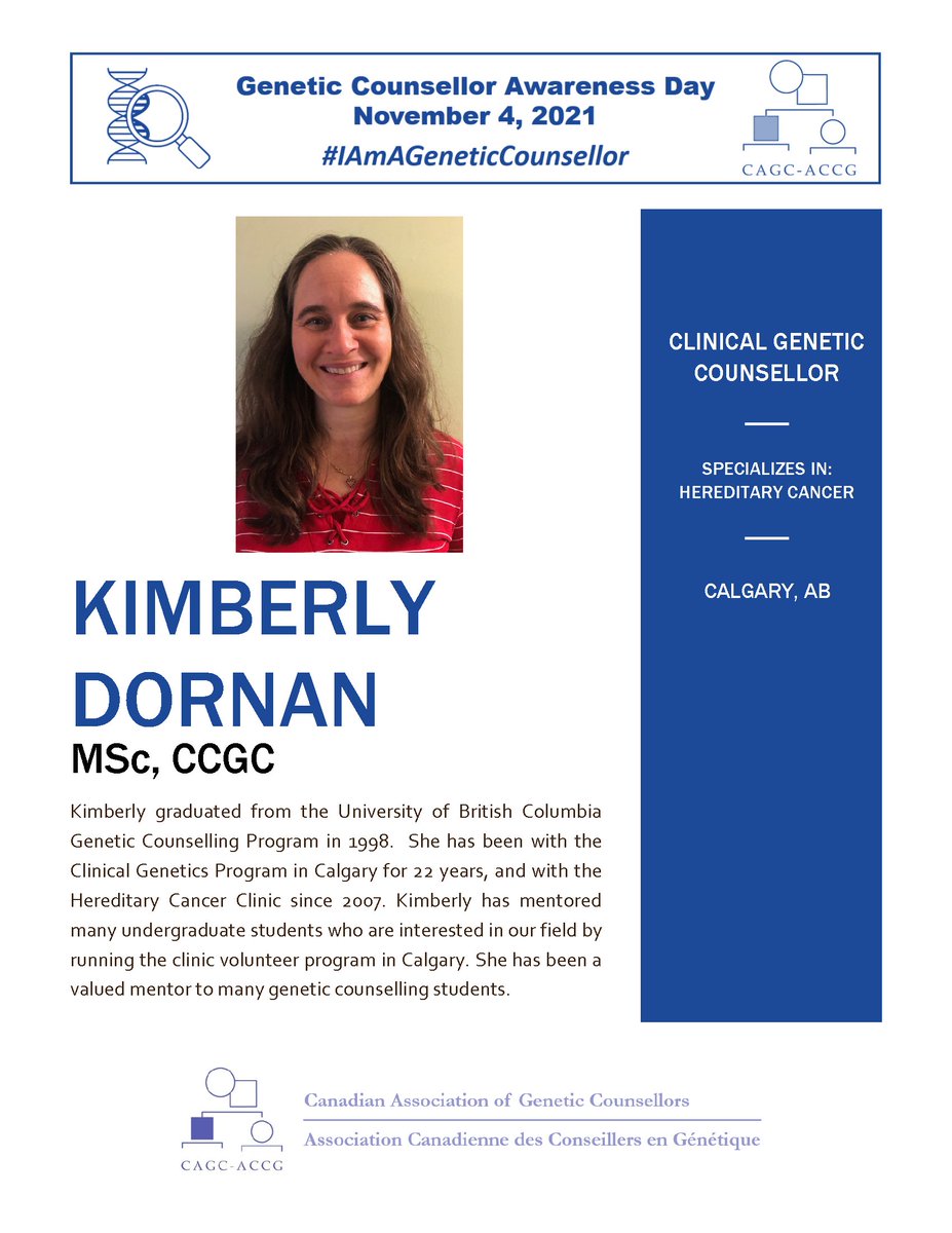 Today is Genetic Counsellor Awareness Day! To celebrate, we would like to introduce you to some of our members: