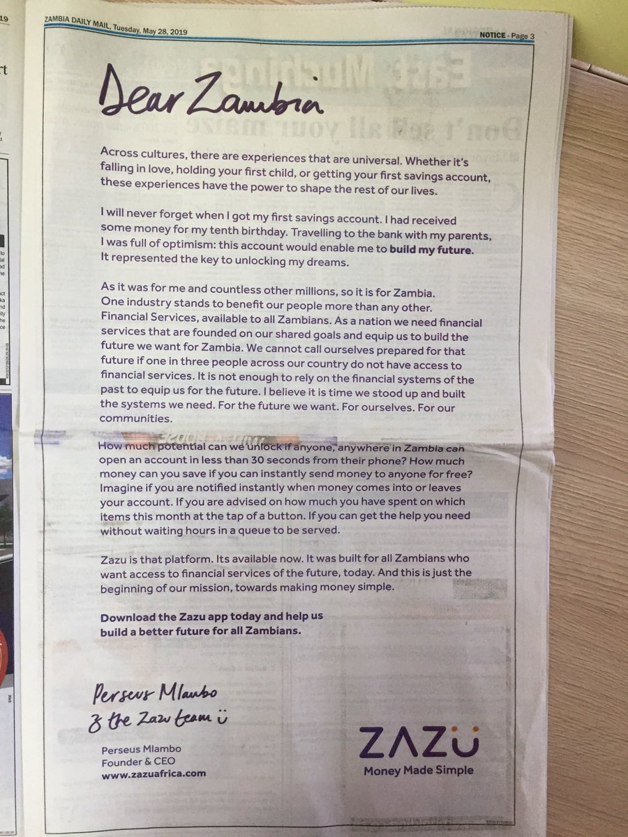 perseusmlambo's tweet photo. TBT: @ZazuAfricaHQ's first full page AD in 2019. https://t.co/tkLWdkIdET