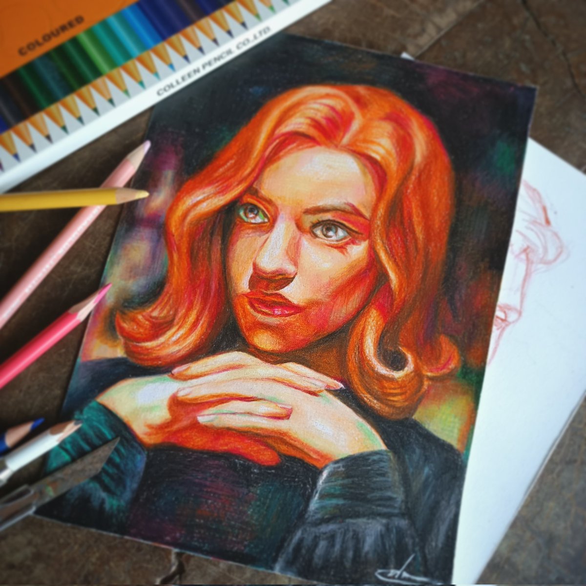 ArtOfNan1's tweet photo. Colour pencils #queengambit #Netflix #chess #Fanarts #art #artwork #AnyaTaylorJoy #colorpencil #วาดรูป #รับวาดแฟนอาร์ต https://t.co/0RCNnTlLBd