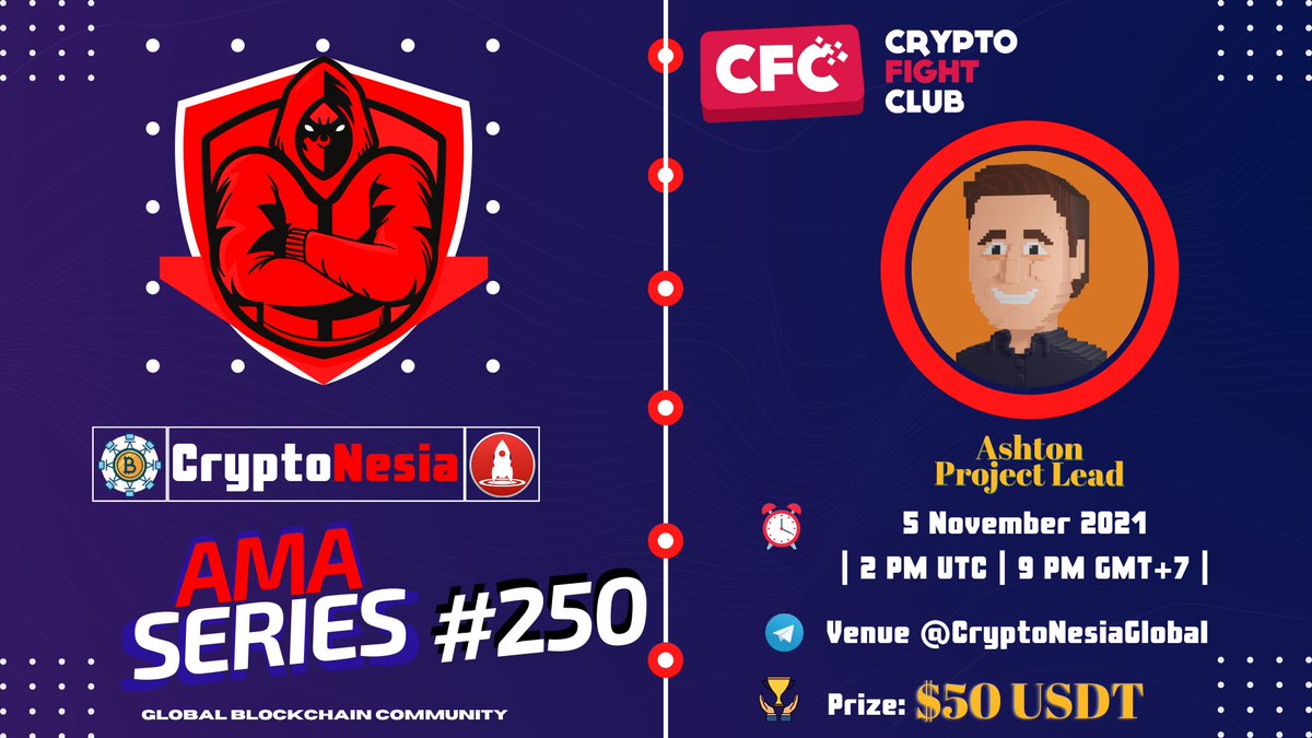 CryptoNesiaReal's tweet photo. 🔥 CryptoNesia will hold an AMA with Crypto Fight Club on 5 November 2021 at 2 PM UTC | 9 PM GMT+7.

Prize: $50 USDT

👉https://t.co/byaGNRhcGu👈

Rules:
1. Follow @CFCFIGHTING, &amp; @CryptoNesiaReal
2. Like, Retweet, &amp; Send Your Question! Max 5 Questions!

#AMA #AMACRYPTO https://t.co/H3vydEHb7N